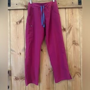 Figs Women's Pink Pants with Blue Drawstring